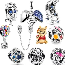 10 Pack Silver Bead Charms for Bracelets and Necklaces Charm for Woman Dangle Pendant Beads Set