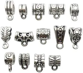 100g (About 125pcs) Mixed Tibetan Tube, Spacer Bail Bead Hanger Fit Charm European Bracelet Pendant (Antique Silver), 125