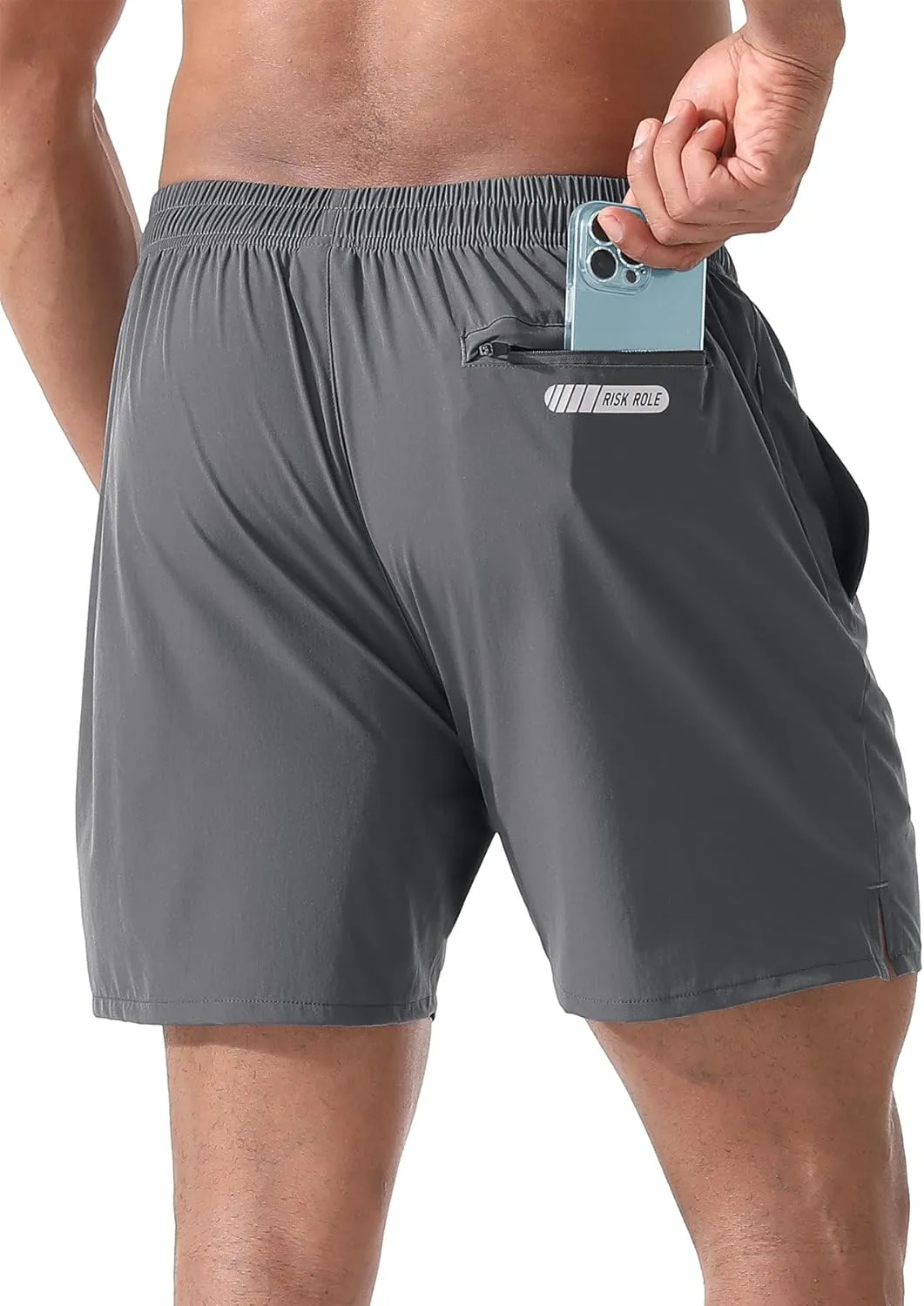2 Pack Men's Athletic Running Shorts 5" Lightweight Quick Dry Gym Workout Shorts with Hidden Zipper Pocket