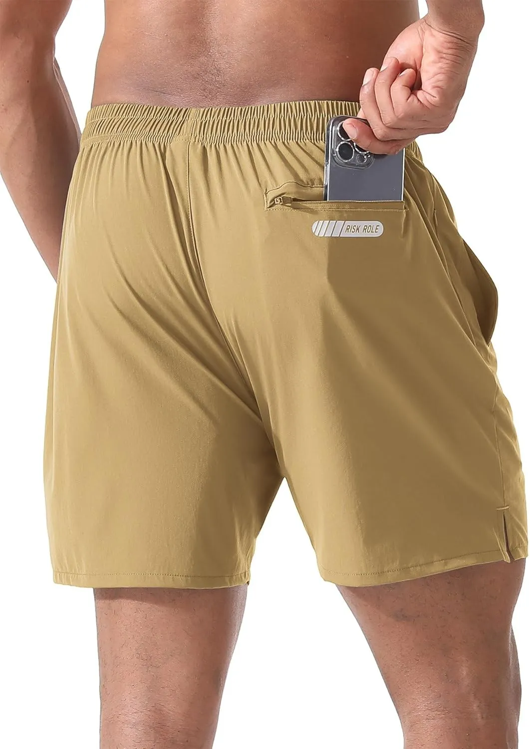 2 Pack Men's Athletic Running Shorts 5" Lightweight Quick Dry Gym Workout Shorts with Hidden Zipper Pocket