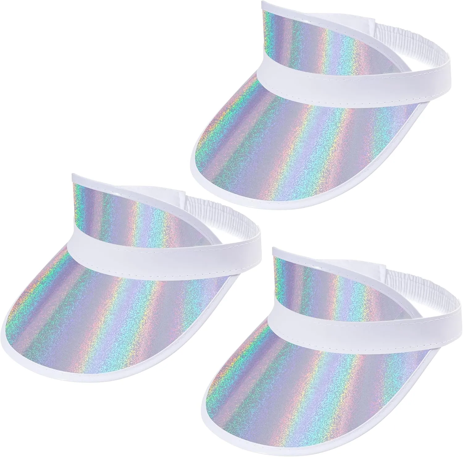 3 Pack Sun Visor Hats Women Men Clear Colored Plastic Tennis Beach Sport Cap Adjustable Golf Sunhat Headwear