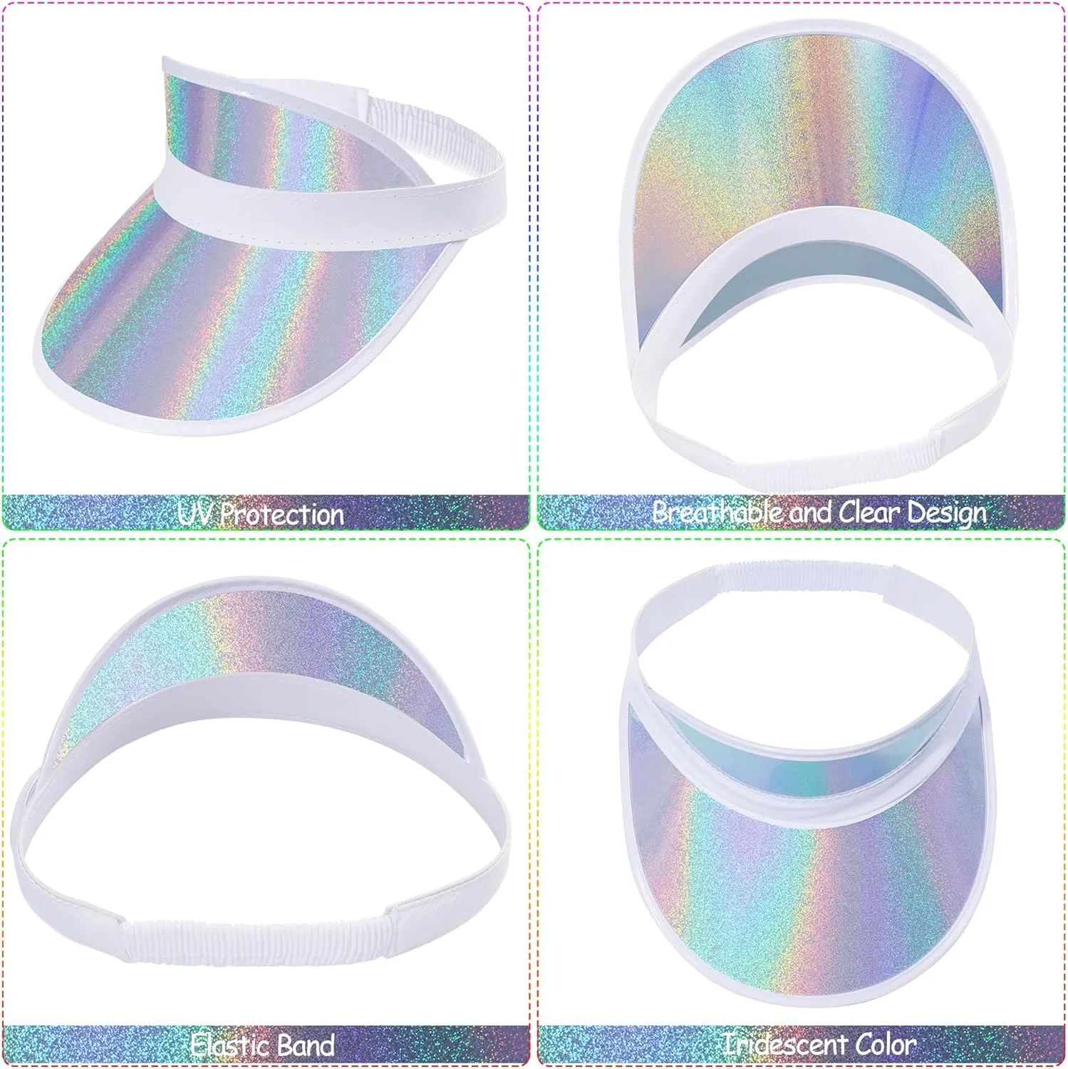 3 Pack Sun Visor Hats Women Men Clear Colored Plastic Tennis Beach Sport Cap Adjustable Golf Sunhat Headwear