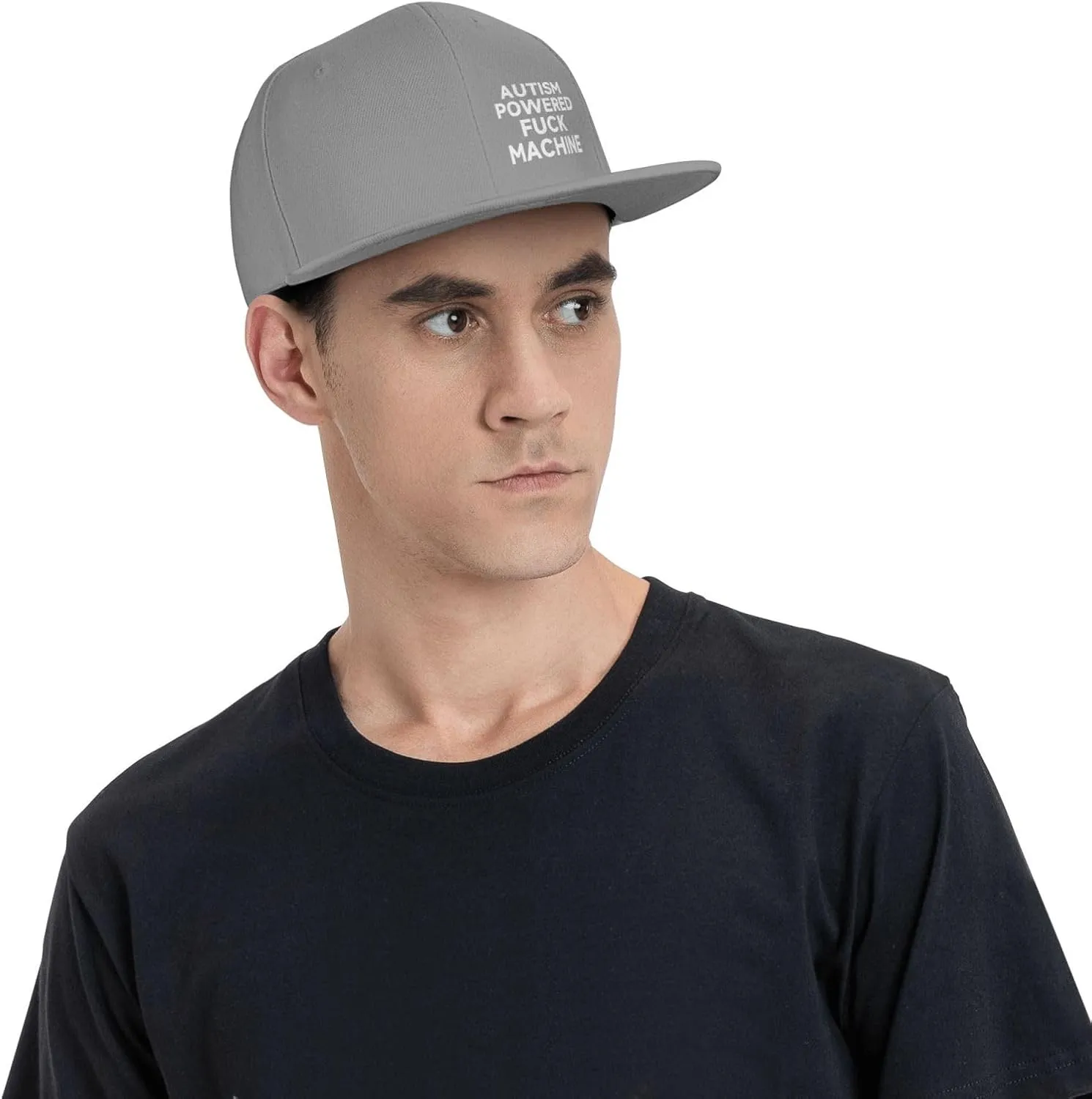 Autism Powered Fuck Machine Hat Funny Flat Brim Baseball Cap Snapback Trucker Hat for Men Women