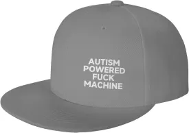 Autism Powered Fuck Machine Hat Funny Flat Brim Baseball Cap Snapback Trucker Hat for Men Women
