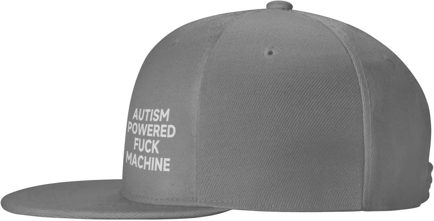 Autism Powered Fuck Machine Hat Funny Flat Brim Baseball Cap Snapback Trucker Hat for Men Women