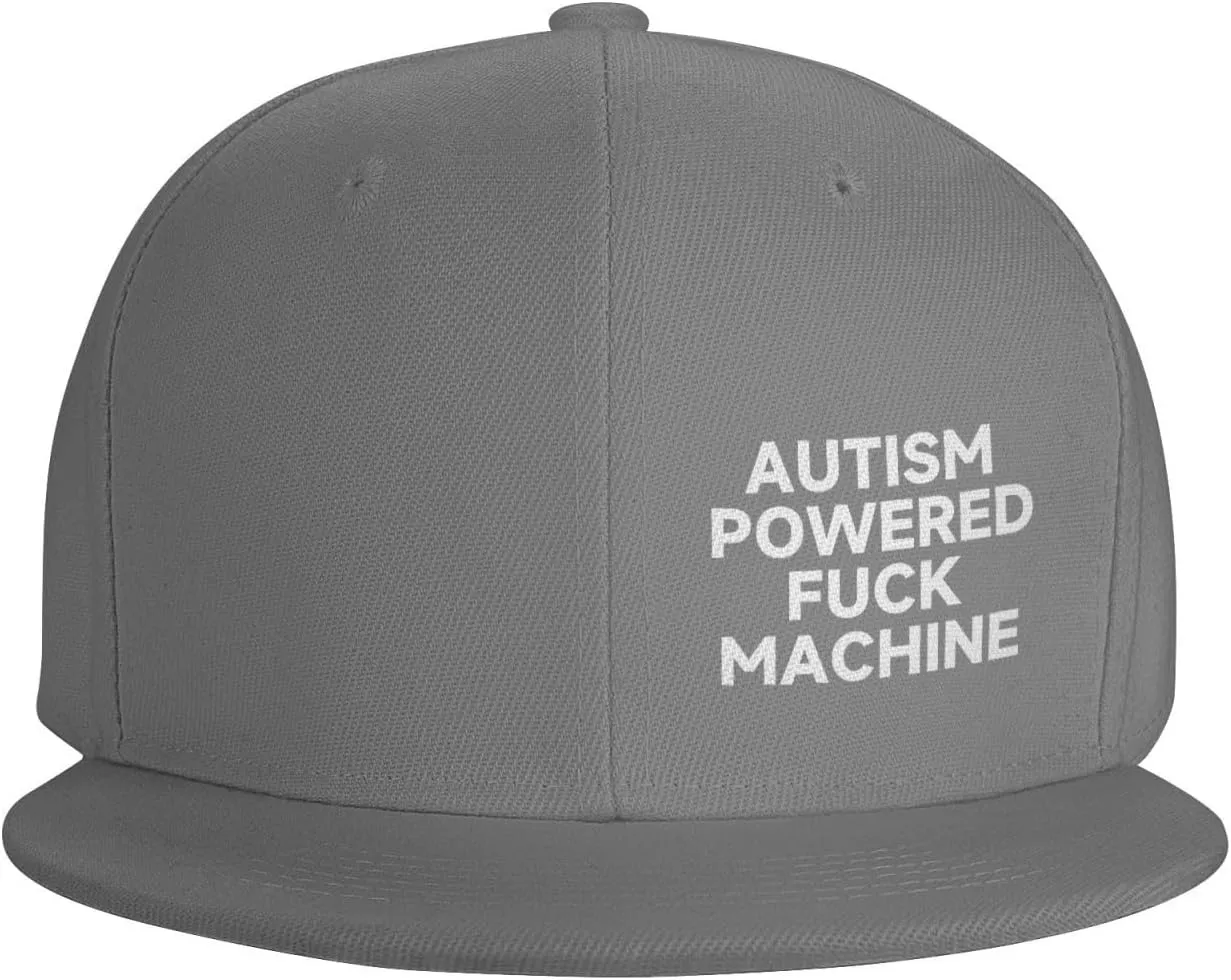 Autism Powered Fuck Machine Hat Funny Flat Brim Baseball Cap Snapback Trucker Hat for Men Women
