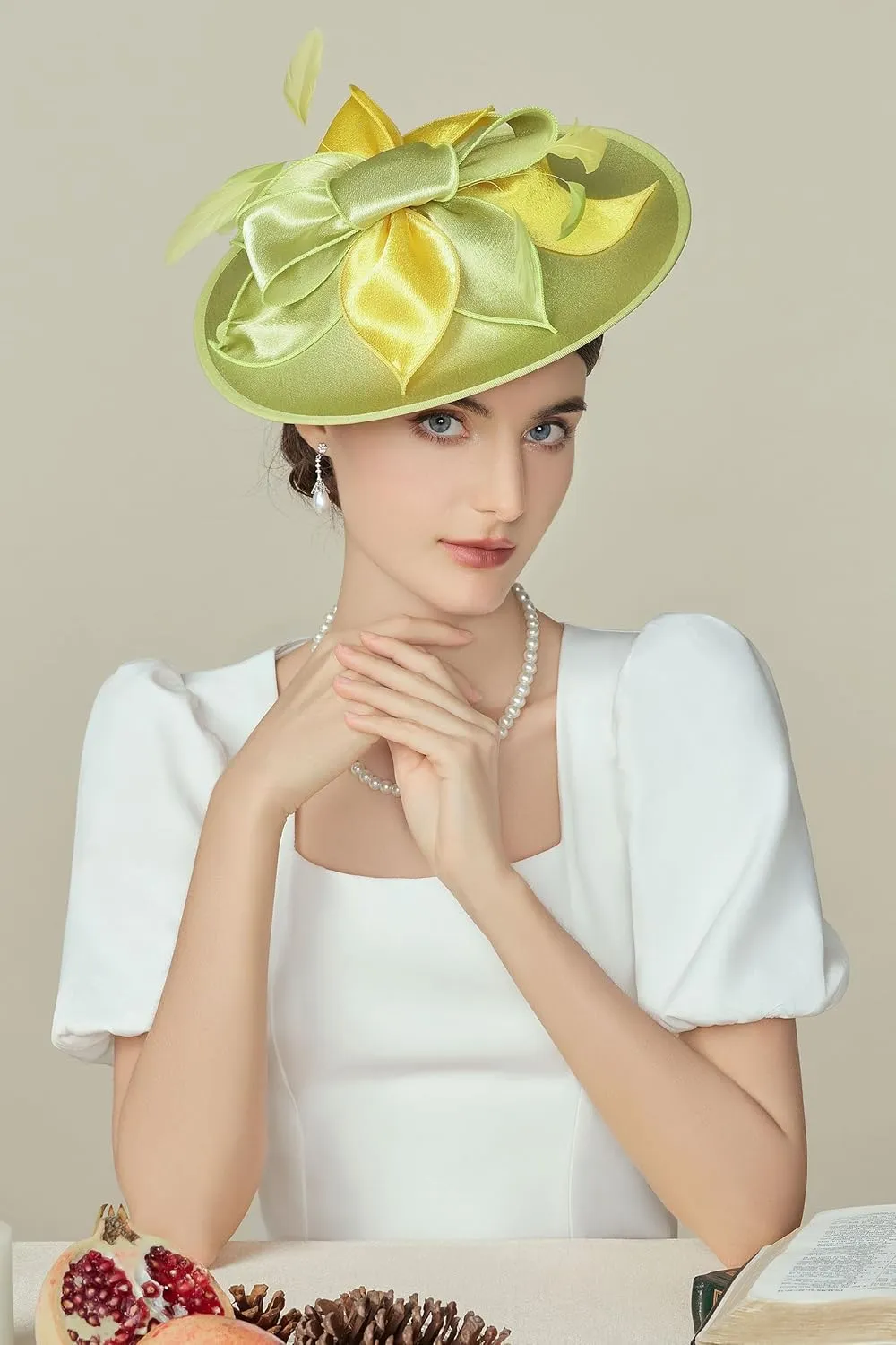 BABEYOND Derby Hats for Women - Fascinators Tea Party Hats Headband Wide Brim Fascinator Wedding Cocktail Flower Feathers