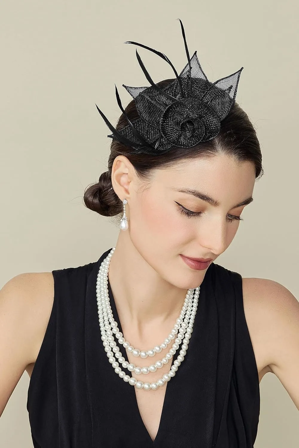BABEYOND Fascinators Hats for Women - Tea Party Hat Kentucky Fascinator Derby Feather Flower Hair Clip Bridal Wedding