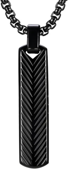Bar Necklace for Men Black Necklace Men's Pendant Necklace Mens Necklace