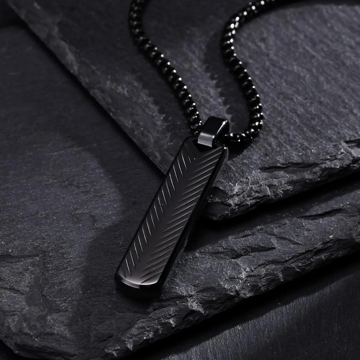 Bar Necklace for Men Black Necklace Men's Pendant Necklace Mens Necklace