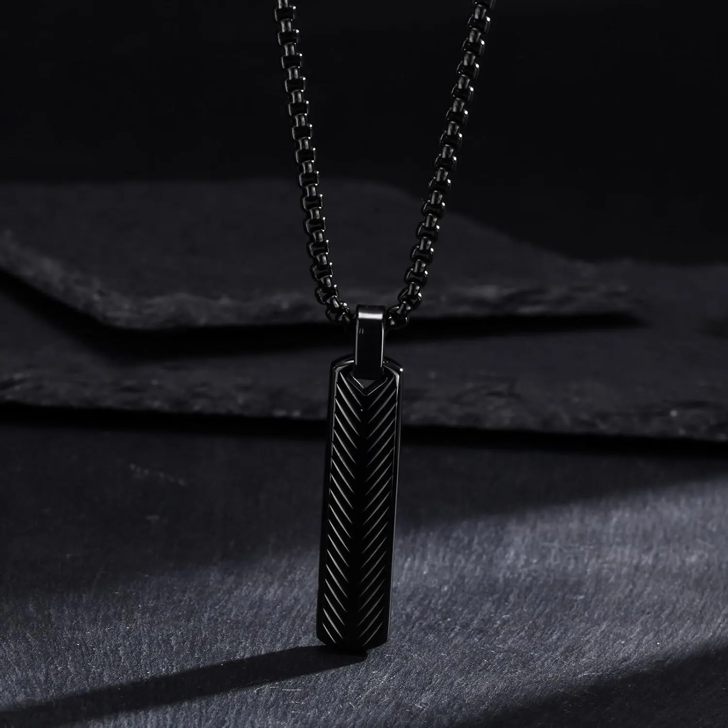 Bar Necklace for Men Black Necklace Men's Pendant Necklace Mens Necklace