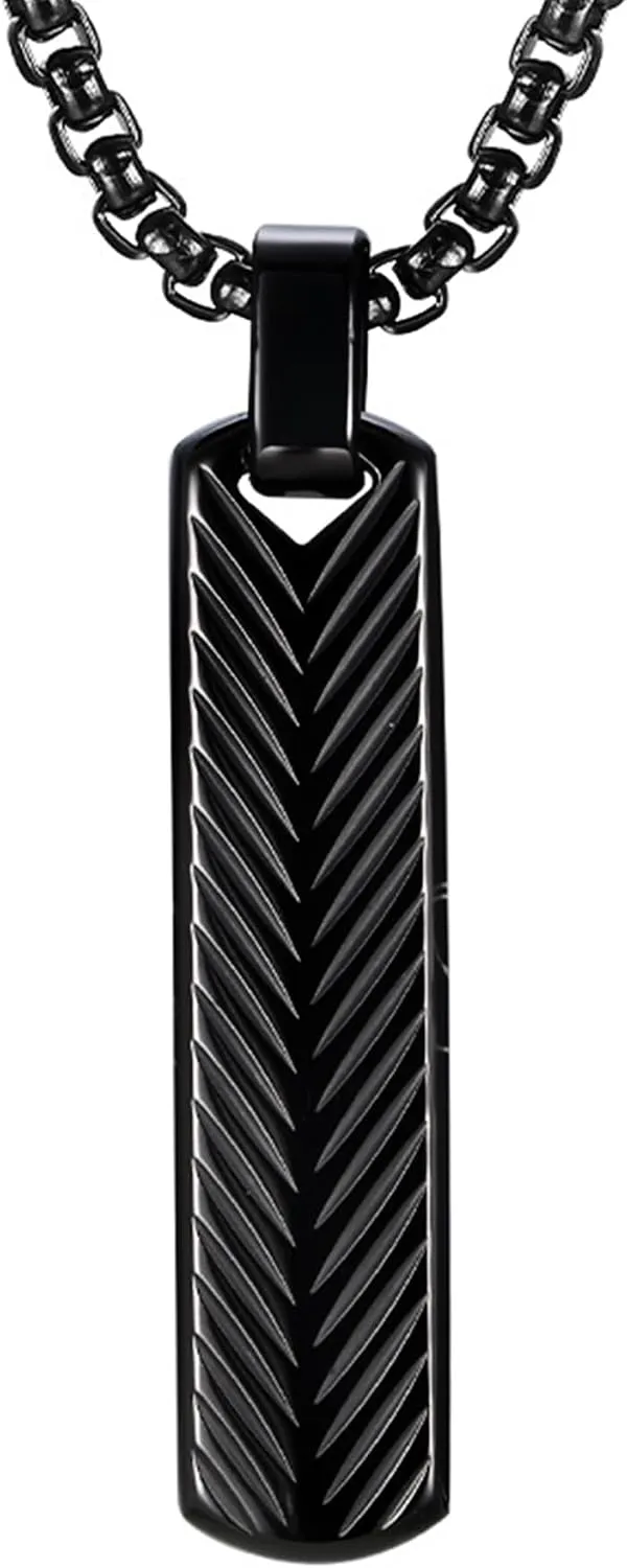 Bar Necklace for Men Black Necklace Men's Pendant Necklace Mens Necklace