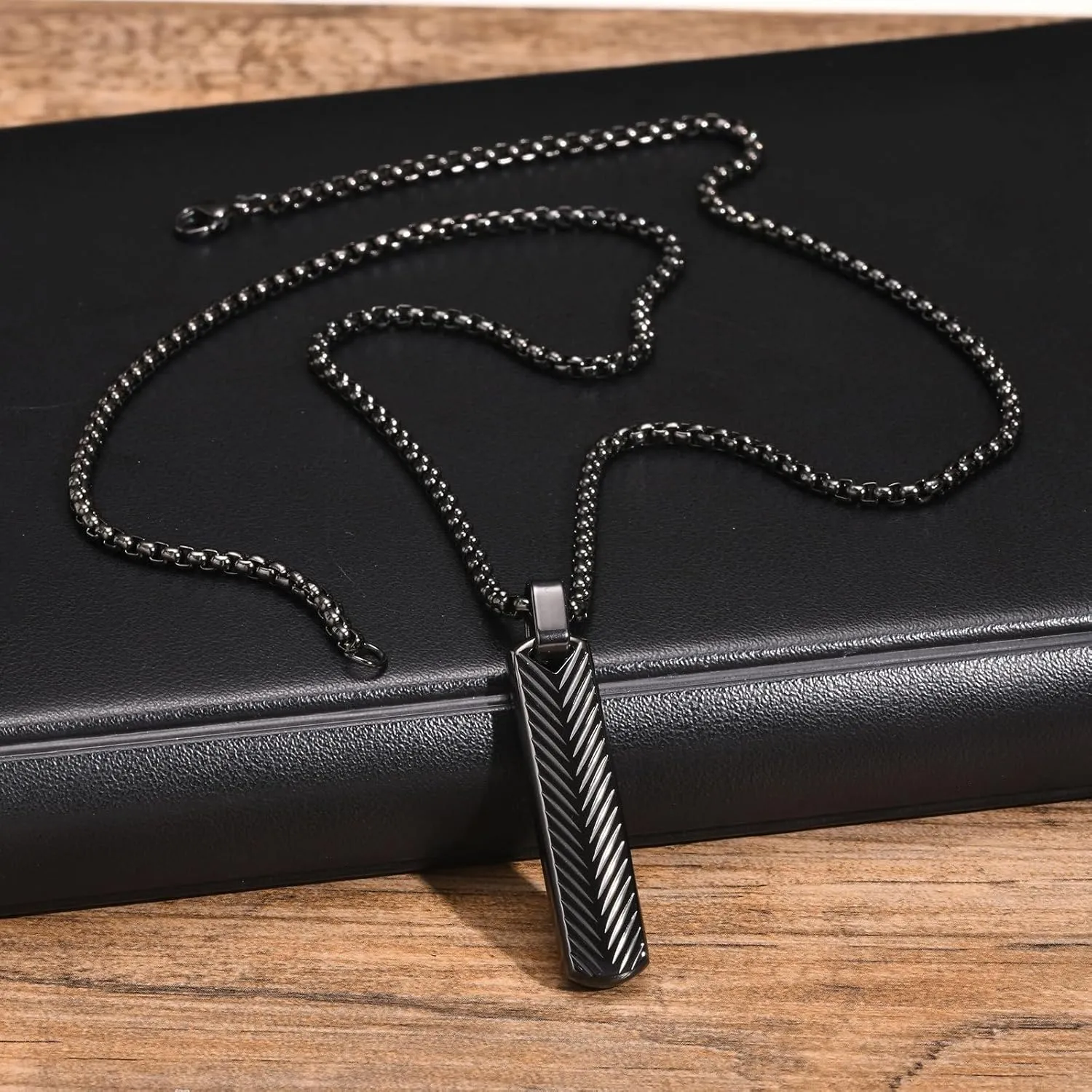 Bar Necklace for Men Black Necklace Men's Pendant Necklace Mens Necklace
