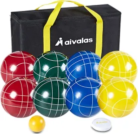 Bocce Ball Set, 90mm/100mm/107mm Outdoor Bocci Game with 8 Resin Balls, Pallino for Backyard Lawn Beach, Outdoor Yard Party Games for Family Kids Teens Beginners (2-8 Players)