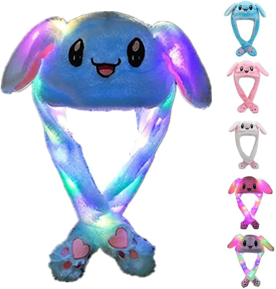 Bunny Hats - Funny Plush Bunny Ears Moving Jumping Rabbit Hats for Christmas Party Cosplay