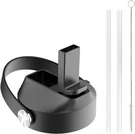 BUZIO Straw Lid Wide Mouth (BPA Free), Replacement Flip Top Cap for Hydro Flask Water Bottle Stainless Steel Lids with 2 Straws and Brushes | Sports 2.16in Straw Cap for 18oz,32oz,40oz,64oz,87oz,128oz
