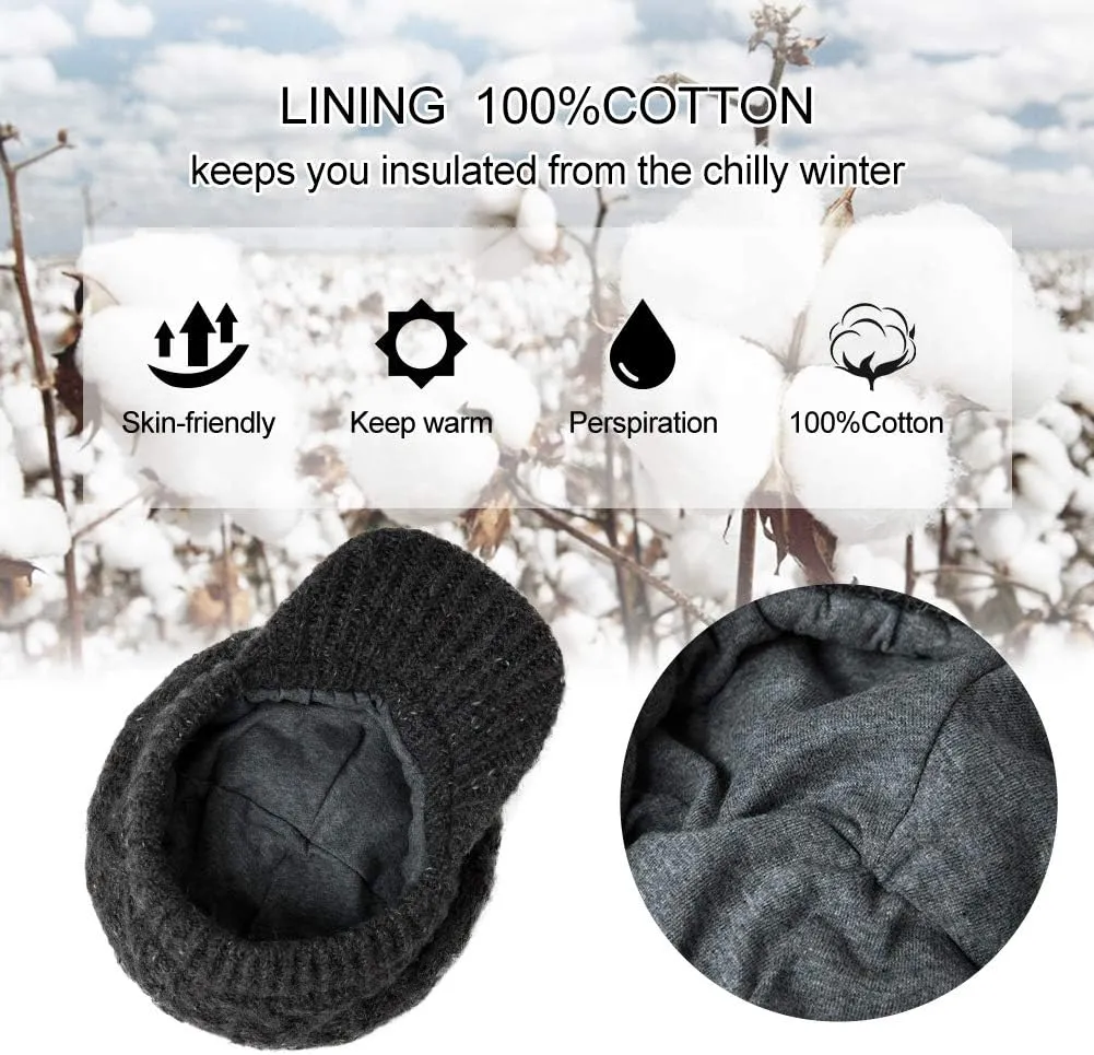 Comhats Womens Winter Wool Newsboy Hats Knitted Billed Crochet Beanies with Brim Skull Visors Ski Casual