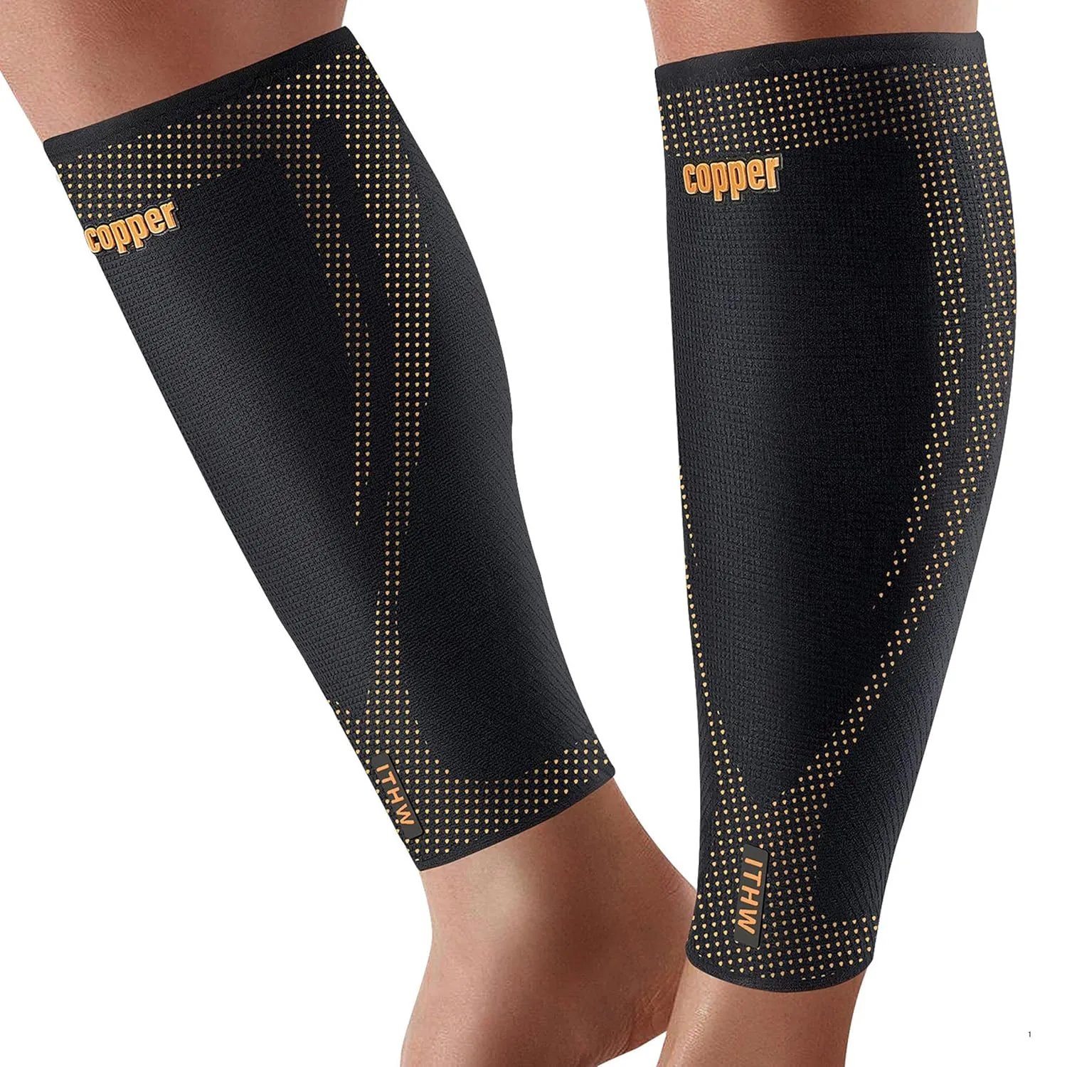 Copper Calf Compression Sleeves for Men and Women, Leg Compression Sleeve for Shin Splint Relief, Calf Sleeves for Men Running, Fitness (1 Pair)