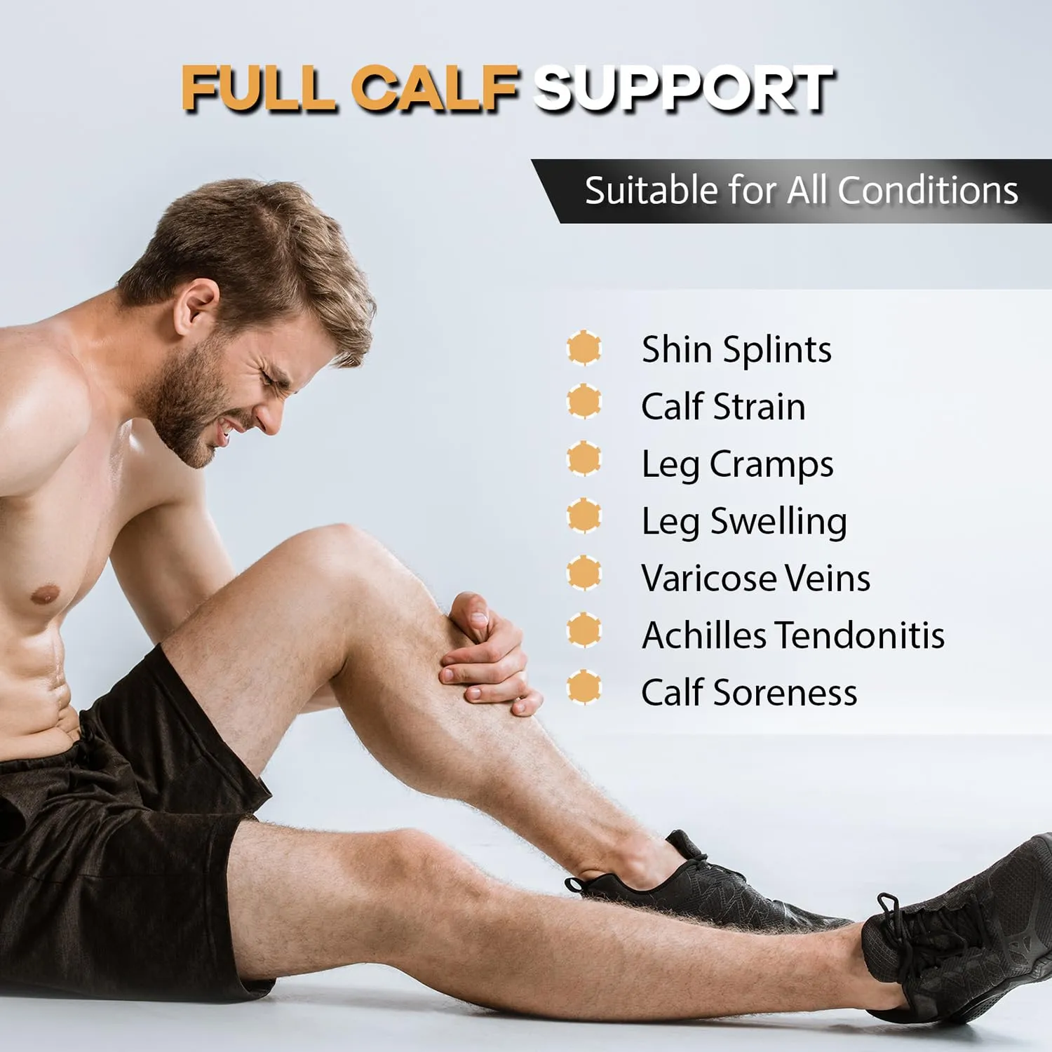 Copper Calf Compression Sleeves for Men and Women, Leg Compression Sleeve for Shin Splint Relief, Calf Sleeves for Men Running, Fitness (1 Pair)
