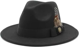 DHAEY Gentleman Classical British Jazz Feather Hat Decorated Face Woolen Hat, Autumn and Winter Woolen Felt Hat Luopan Caps & Hats (Color : C8, Size : 56-58cm)