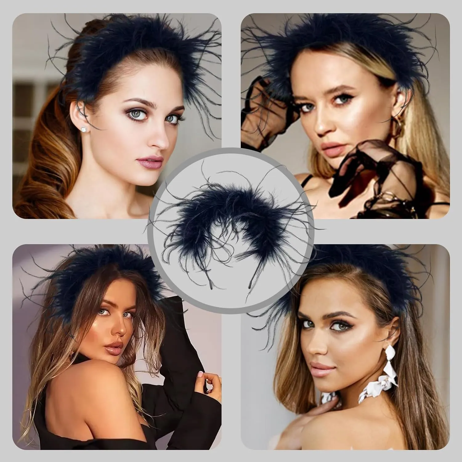 Feather Hairband Ostrich feather Headpiece Fashionable elegent Accessories celebrations Halloween Party birthdays