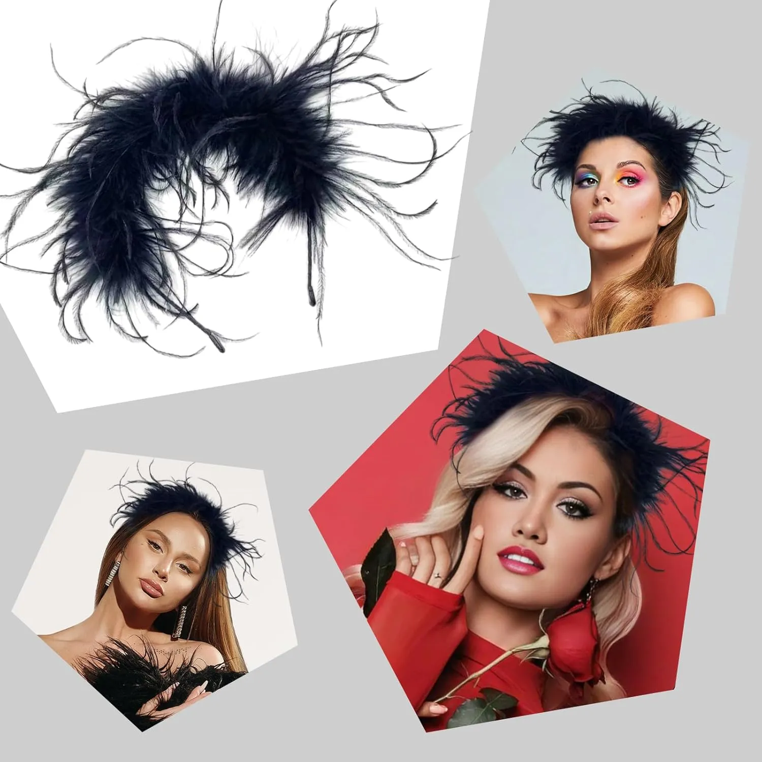 Feather Hairband Ostrich feather Headpiece Fashionable elegent Accessories celebrations Halloween Party birthdays
