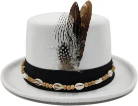 Fedora Hat for Men Women Feather Decorate Panama Hat Fedora Hats Topper Hats for Women Men Halloween Accessories,04-One Size