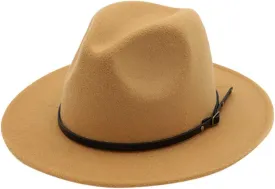 Fedora Hats for Men Women Wide Brim Fedora Panama Hat Men's Dress Hats with Belt Buckle Dress Hats for Men