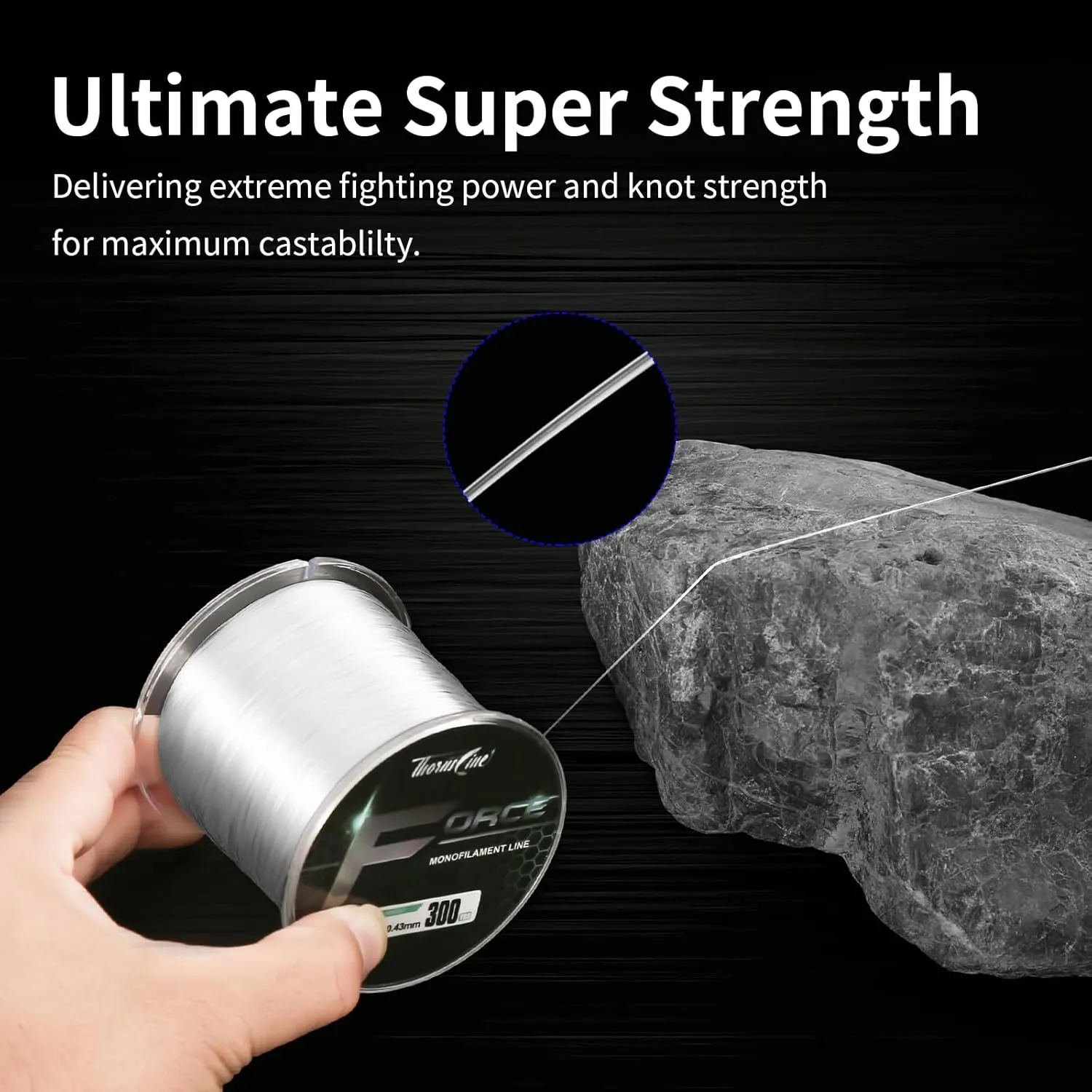 Force Monofilament Fishing Line, Heavy Duty Strong Mono Fishing Wire, Clear Nylon Leader Line