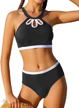 Girls' 3 Piece Swimsuit Bikini Set with Cover Up Skirt Boho Floral Bathing Suit for Beach Pool 7-16 Years