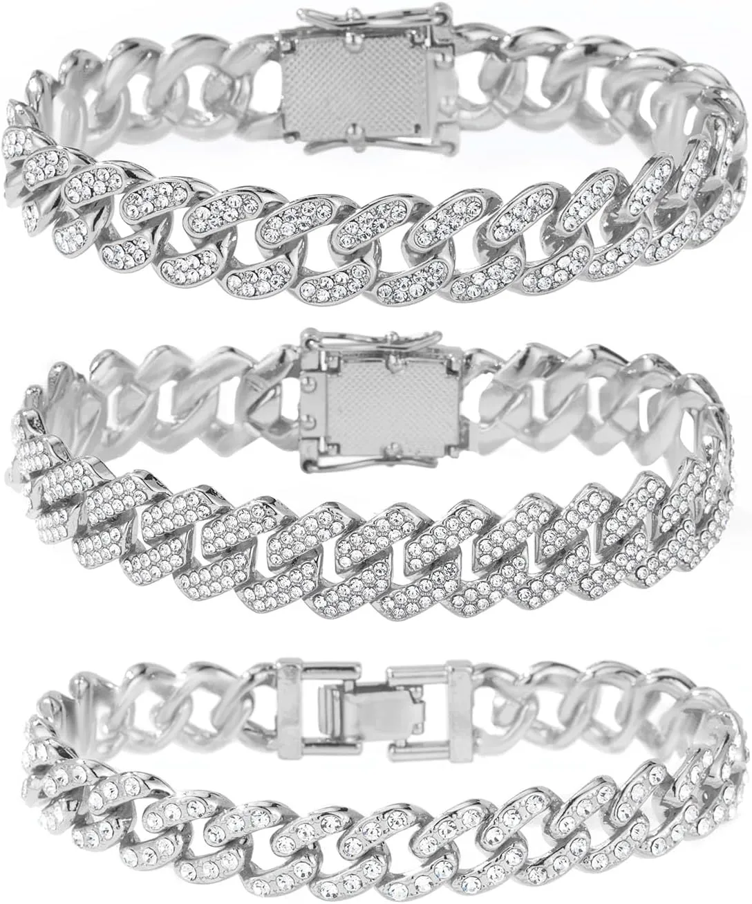 Gold Silver Ankle Bracelets for Women Cuban Link Anklets Plus Size Ankle Bracelet Layered Link Anklet Set Rhinestone Bling Anklets Gold Silver Jewelry for Women Gift Set