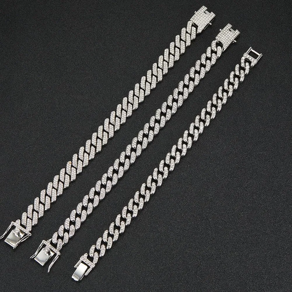 Gold Silver Ankle Bracelets for Women Cuban Link Anklets Plus Size Ankle Bracelet Layered Link Anklet Set Rhinestone Bling Anklets Gold Silver Jewelry for Women Gift Set