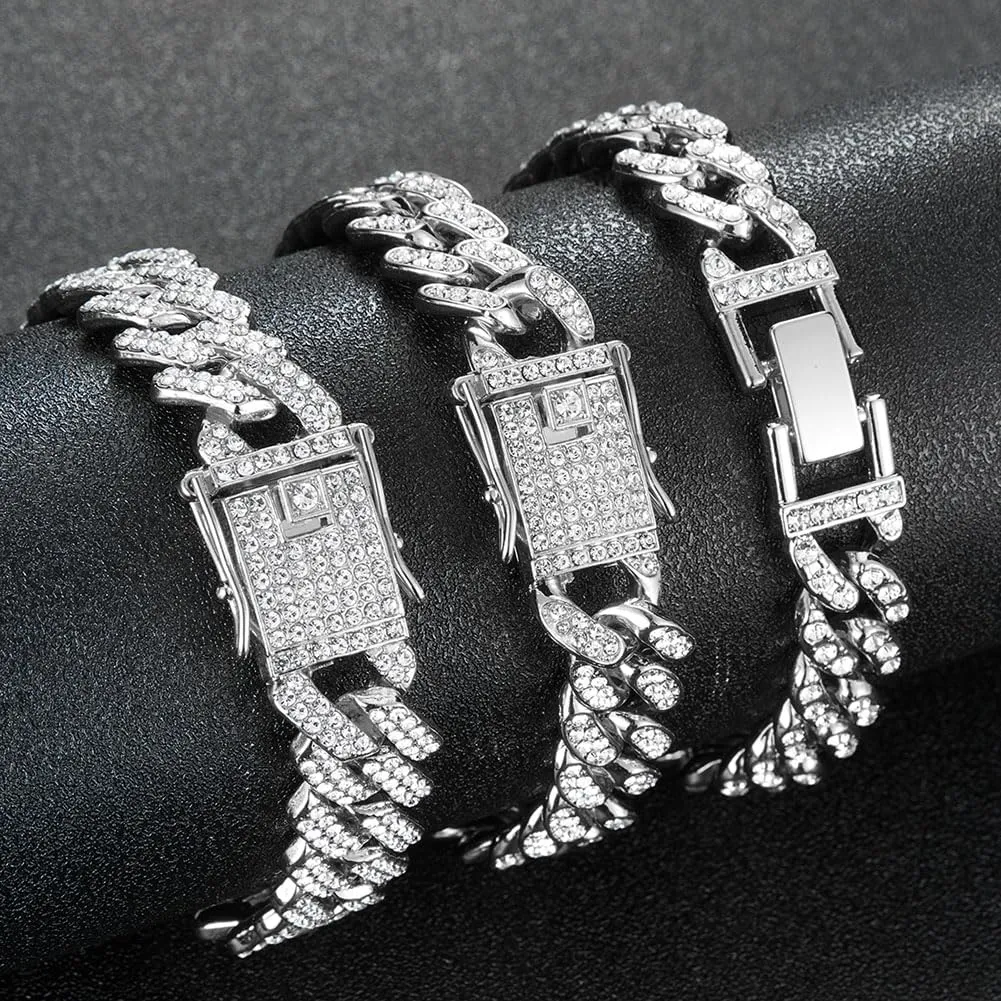 Gold Silver Ankle Bracelets for Women Cuban Link Anklets Plus Size Ankle Bracelet Layered Link Anklet Set Rhinestone Bling Anklets Gold Silver Jewelry for Women Gift Set