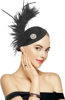 Handmade Fascinators Hat Feathers on a Headband and a Clip 20s 50s Pillbox Hat Derby Tea Party Cocktail Headwear for Women