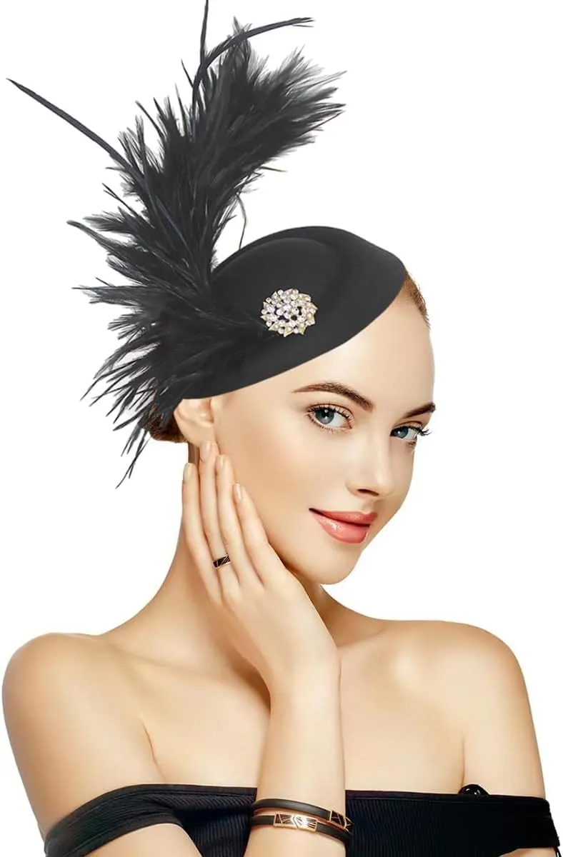 Handmade Fascinators Hat Feathers on a Headband and a Clip 20s 50s Pillbox Hat Derby Tea Party Cocktail Headwear for Women
