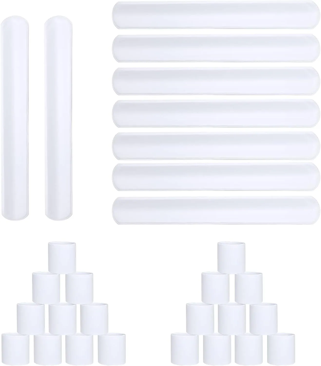 HappyHapi 42 Pack Slap Bracelets White, 8.7 x 1.2 Inch DIY Slap Bands Party Favors for Birthday,Halloween,Christmas, Blank Soft Wristband School Craft Projects, DIY Painting, Corsage, Vinyl Wrapping
