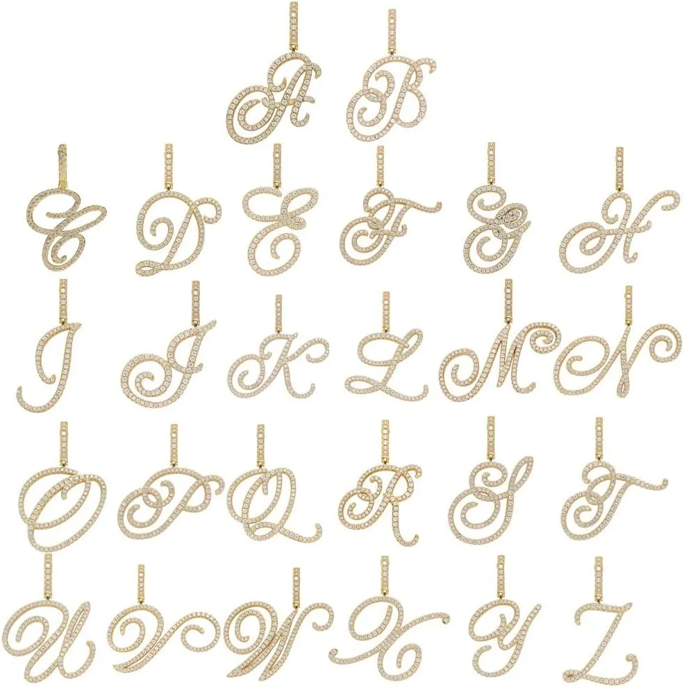 Initial Letter Necklace Gold Plated Women/Men Iced Out Initial Letter Pendant Necklace with 24" Rope Chain