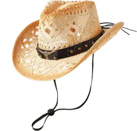 Jastore Straw Cowboy Hats for Toddler Girls Boys Summer Sun Hat Belt Buckle Cowgirl Western Hat for Kids