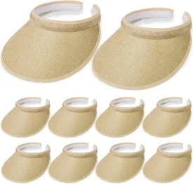 Jiuguva 10 Pieces Sun Visor for Women Golf Clip on Visor Hat with Brim One Size Adjustable for Men Women Sport Running