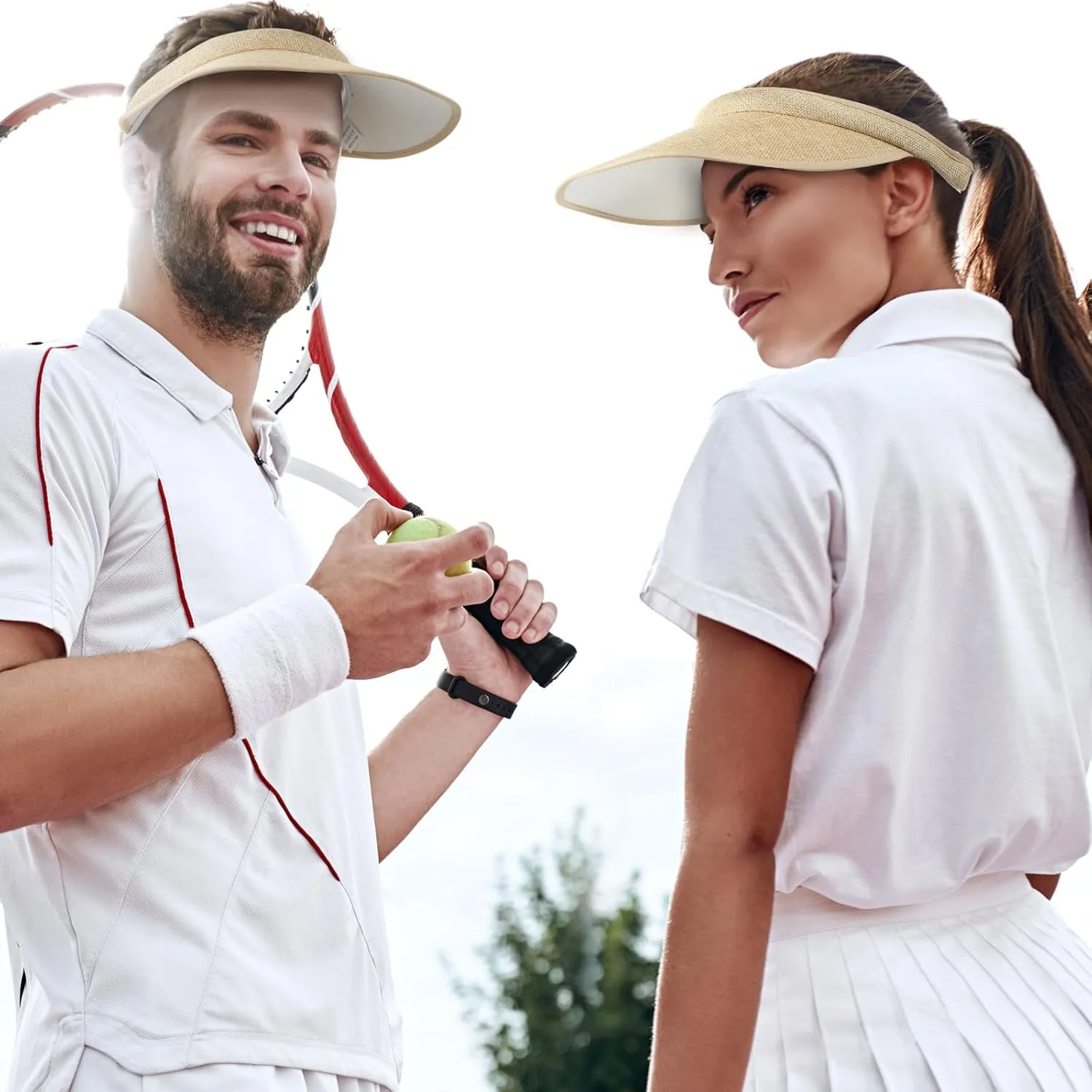 Jiuguva 10 Pieces Sun Visor for Women Golf Clip on Visor Hat with Brim One Size Adjustable for Men Women Sport Running