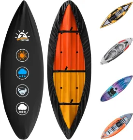 Kayak Cover 12.5 FT - 600D Kayak Canoe Cover for Outdoor Storage Heavy Duty & Waterproof, Fade-Resistant Kayak Accessory for Canoe, Paddle Board, SUP, and Kayak Boat (Fit 12ft - 12.5ft Kayak)