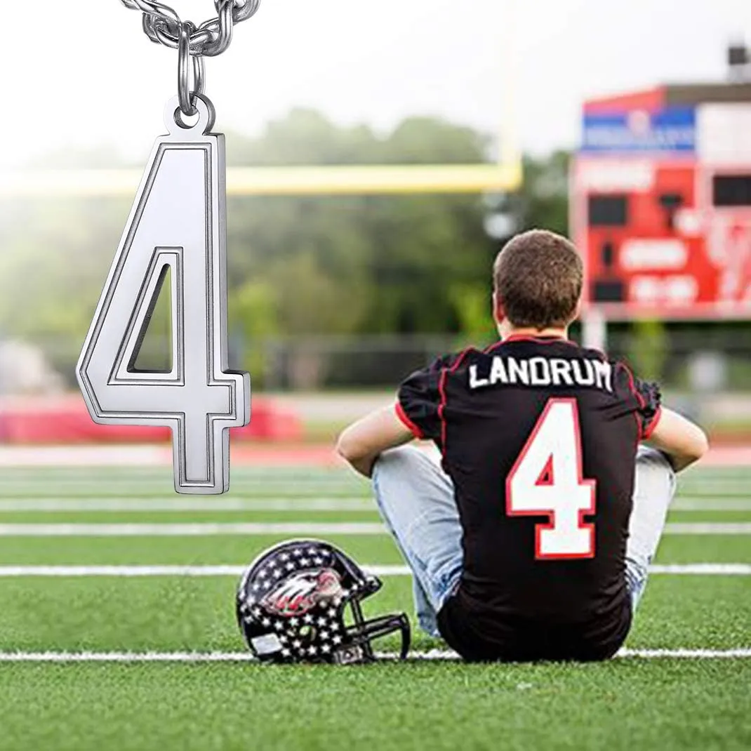 KeyStyle Number Necklace For Men Women, Custom Youth Baseball Necklaces with Numbers for Boys, Personalized Jersey Number Chain Sports Fans Pendant Soccer Football Basketball for Girls