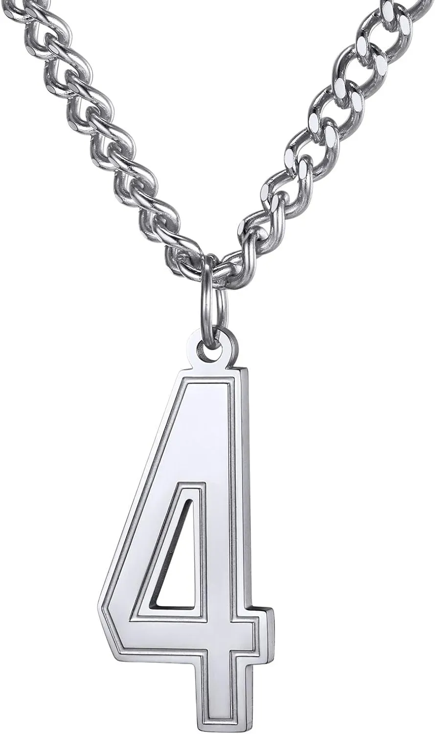 KeyStyle Number Necklace For Men Women, Custom Youth Baseball Necklaces with Numbers for Boys, Personalized Jersey Number Chain Sports Fans Pendant Soccer Football Basketball for Girls