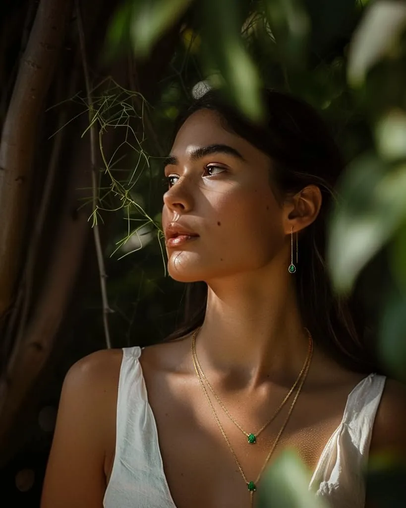 Long 18K Gold Plated Blue Green Red Layered Pendant Necklace For Women (Emerald, Ruby, Seafoam, Sky, Sapphire), Dainty Birthstone Necklace, Statement Necklace Jewelry Gifts.