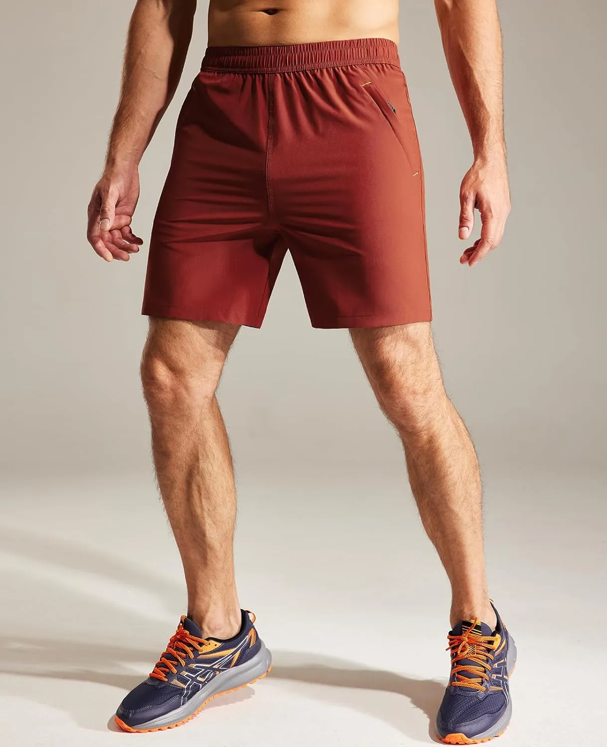 MIER Men's Quick Dry Running Shorts with Zipper Pocket, Elastic Waist Athletic Workout Exercise Fitness Shorts, 7 Inch