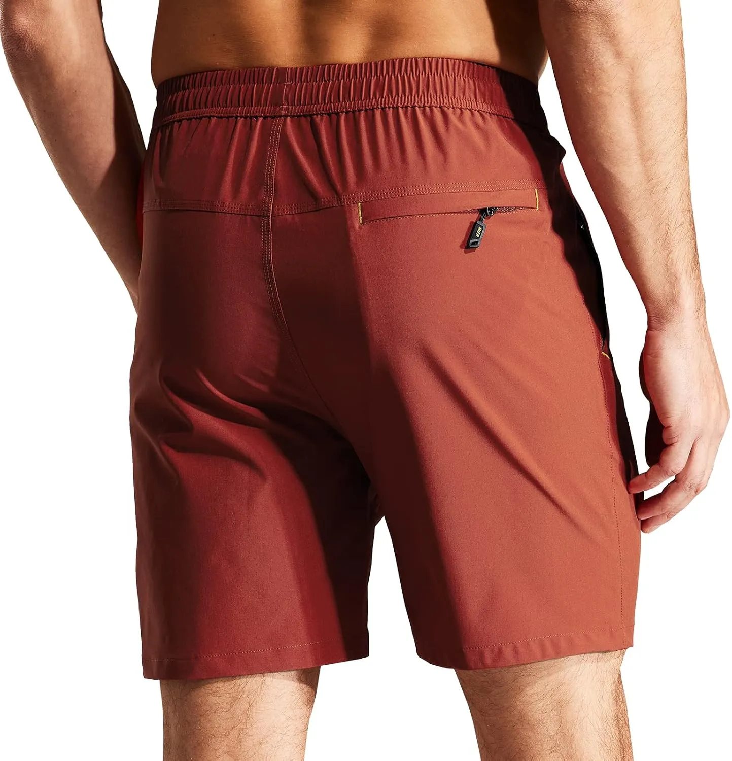 MIER Men's Quick Dry Running Shorts with Zipper Pocket, Elastic Waist Athletic Workout Exercise Fitness Shorts, 7 Inch