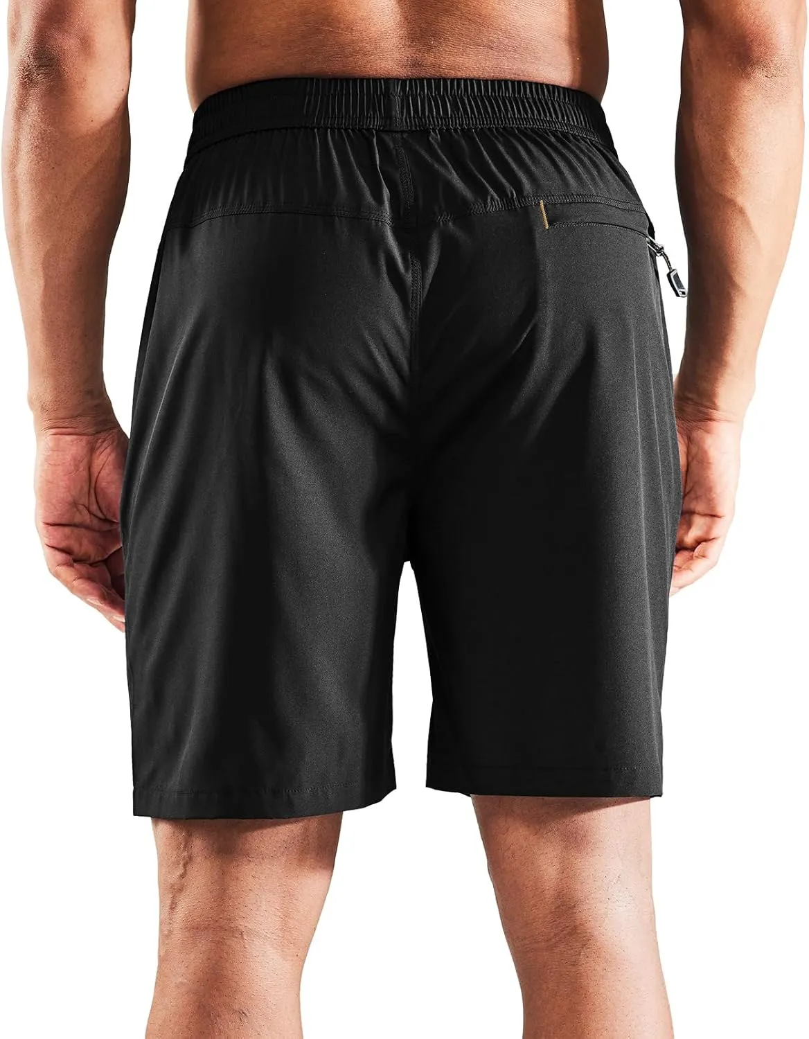 MIER Men's Quick Dry Running Shorts with Zipper Pocket, Elastic Waist Athletic Workout Exercise Fitness Shorts, 7 Inch