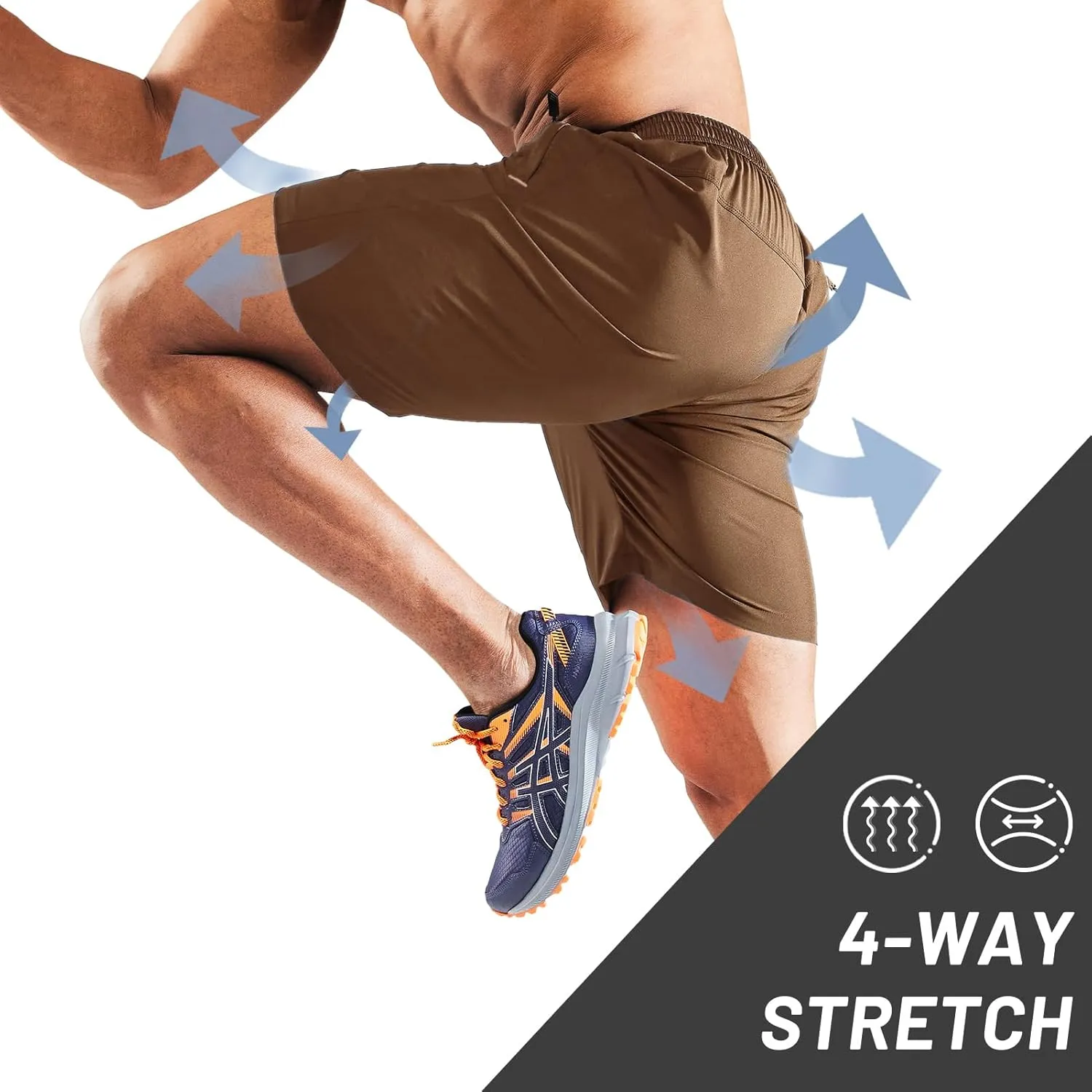 MIER Men's Quick Dry Running Shorts with Zipper Pocket, Elastic Waist Athletic Workout Exercise Fitness Shorts, 7 Inch