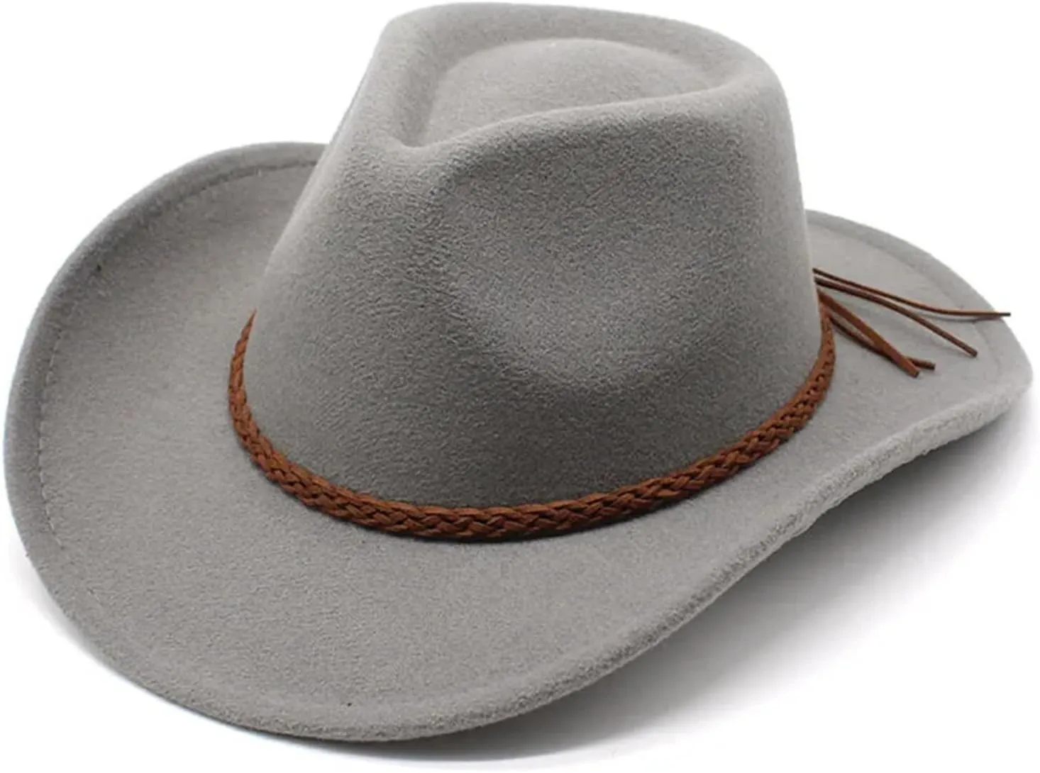 Mnjyihy Men Women Woolen Bowler Hat Jazz Fedorasrolled Brim Western Cowboy Hat Rope Decor Panama Riding Felt Cap