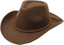 Mnjyihy Men Women Woolen Bowler Hat Jazz Fedorasrolled Brim Western Cowboy Hat Rope Decor Panama Riding Felt Cap